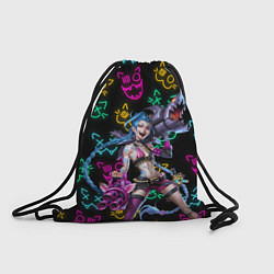 Рюкзак-мешок JINX ARCANE NEON MEOW! LOL, цвет: 3D-принт