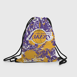 Рюкзак-мешок LAKERS ФИРМЕННЫЕ ЦВЕТА БРЫЗГИ КРАСОК LA, цвет: 3D-принт