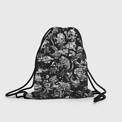 Рюкзак-мешок DOTA 2 ВСЕ ПЕРСОНАЖИ ЧЁРНО БЕЛЫЙ, цвет: 3D-принт