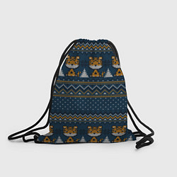 Рюкзак-мешок Вязаный стиль текстура Тигры, цвет: 3D-принт
