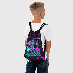 Рюкзак-мешок НЕОНОВЫЕ ВОЛНЫ НЕОН ЯПОНИЯ КАНАГАВА, цвет: 3D-принт — фото 2