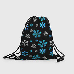 Рюкзак-мешок Снежинки Черепа черный, цвет: 3D-принт