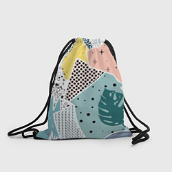 Рюкзак-мешок Абстрактный узор с пальмовыми листами и геометрией, цвет: 3D-принт