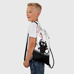 Рюкзак-мешок Котик в тумане Сердечки, цвет: 3D-принт — фото 2