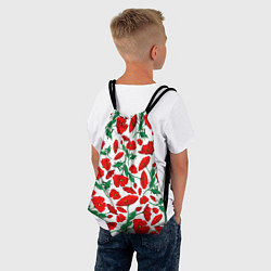 Рюкзак-мешок Цветы Красные Маки на белом фоне, цвет: 3D-принт — фото 2