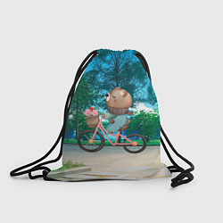 Рюкзак-мешок Медведь на велосипеде, цвет: 3D-принт