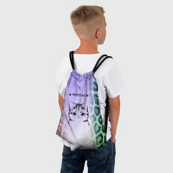 Рюкзак-мешок Котик MEOW на радужном леопарде принт, цвет: 3D-принт — фото 2