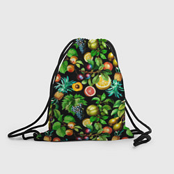 Рюкзак-мешок Сочные фрукты - персик, груша, слива, ананас, цвет: 3D-принт