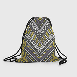 Рюкзак-мешок Абстрактный узор в стиле дудл Желтый, серый и белы, цвет: 3D-принт