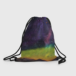 Рюкзак-мешок Горный пейзаж со звёздным небом и северным сиянием, цвет: 3D-принт