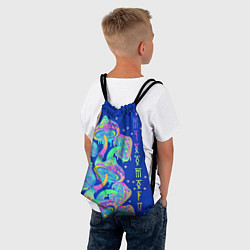 Рюкзак-мешок Неоновые мухоморы, цвет: 3D-принт — фото 2