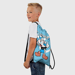 Рюкзак-мешок Cuphead синяя чашечка, цвет: 3D-принт — фото 2