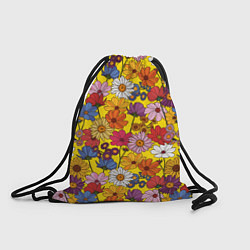 Рюкзак-мешок Цветочки-лютики на желтом фоне, цвет: 3D-принт