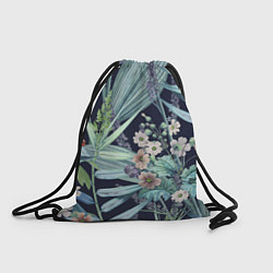 Рюкзак-мешок Цветы Синие Ботанические, цвет: 3D-принт