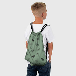 Рюкзак-мешок Цветочки и бабочки на зеленом фоне, цвет: 3D-принт — фото 2