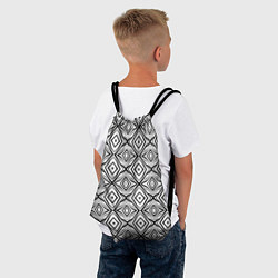 Рюкзак-мешок Черно-белый абстрактный узор ромбы, цвет: 3D-принт — фото 2