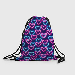 Рюкзак-мешок Неоновые сердца, паттерн, цвет: 3D-принт