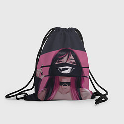 Рюкзак-мешок Девушка надевает маску с язычком надпись на японск, цвет: 3D-принт