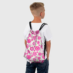 Рюкзак-мешок Яркие розовые цветы в дудл стиле, абстракция, цвет: 3D-принт — фото 2