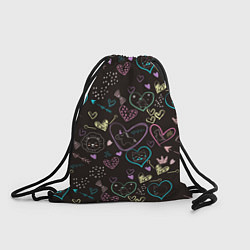 Рюкзак-мешок Паттерн милые животные и сердечки, цвет: 3D-принт