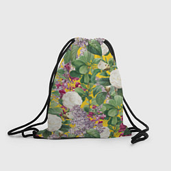 Рюкзак-мешок Цветы Сирень и Белые Бегонии, цвет: 3D-принт