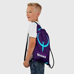 Рюкзак-мешок Символ Quake в неоновых цветах на темном фоне, цвет: 3D-принт — фото 2