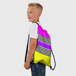 Рюкзак-мешок Яркие неоновые полосы в сочетании с черно-белыми п, цвет: 3D-принт — фото 2
