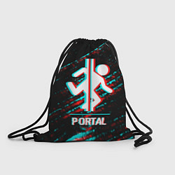 Рюкзак-мешок Portal в стиле Glitch Баги Графики на темном фоне, цвет: 3D-принт