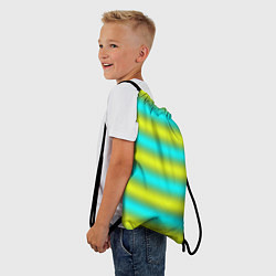 Рюкзак-мешок Бирюзово-желтые неоновые полосы, цвет: 3D-принт — фото 2