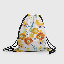 Рюкзак-мешок Цветы Жёлтые Нарисованные, цвет: 3D-принт