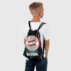 Рюкзак-мешок Bayern FC в стиле Glitch на темном фоне, цвет: 3D-принт — фото 2