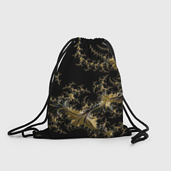 Рюкзак-мешок Черный с золотым фрактал мини Абстракция, цвет: 3D-принт