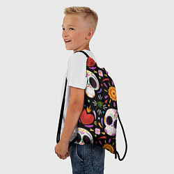 Рюкзак-мешок Веселые черепа в цветах, цвет: 3D-принт — фото 2
