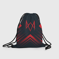 Рюкзак-мешок Красный Символ Watch Dogs на темном фоне со стрелк, цвет: 3D-принт