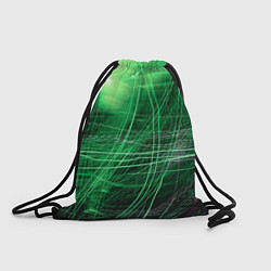 Рюкзак-мешок Неоновые волны и линии - Зелёный, цвет: 3D-принт