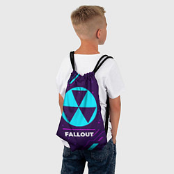 Рюкзак-мешок Символ Fallout в неоновых цветах на темном фоне, цвет: 3D-принт — фото 2