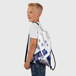 Рюкзак-мешок Геометрический узор в бело-синий тонах, цвет: 3D-принт — фото 2