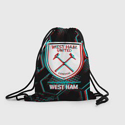 Рюкзак-мешок West Ham FC в стиле Glitch на темном фоне, цвет: 3D-принт