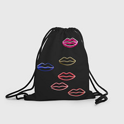 Рюкзак-мешок Неоновое множество губ - Красный, цвет: 3D-принт