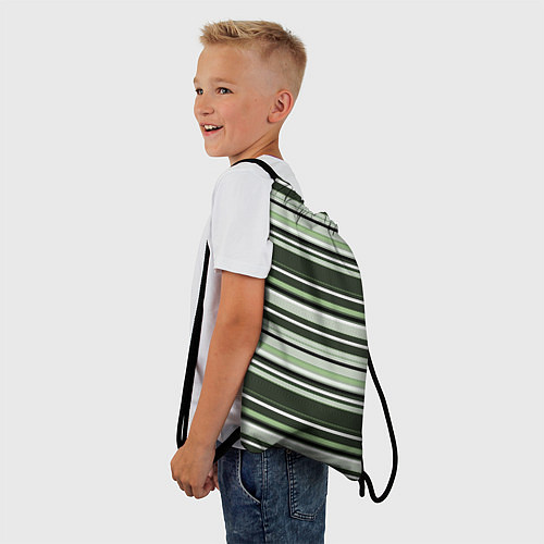 Мешок для обуви Горизонтальные зеленые белые полосы / 3D-принт – фото 3