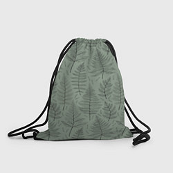 Рюкзак-мешок Листья папоротника на зеленом фоне Минимализм, цвет: 3D-принт