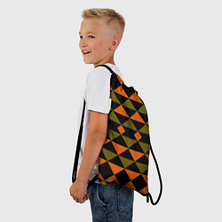 Рюкзак-мешок Геометрический узор черно-оранжевые фигуры, цвет: 3D-принт — фото 2