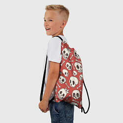 Рюкзак-мешок Черепа на красном фоне, цвет: 3D-принт — фото 2