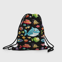 Рюкзак-мешок Прикольная акула и другие жители океана, цвет: 3D-принт