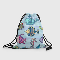 Рюкзак-мешок Кит, черепаха, акула и другие обитатели океана, цвет: 3D-принт