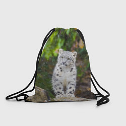 Рюкзак-мешок Молодой барс и первые снежинки, цвет: 3D-принт