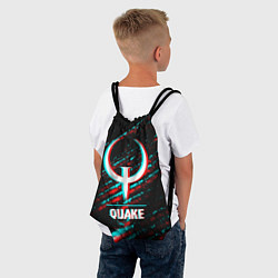 Рюкзак-мешок Quake в стиле glitch и баги графики на темном фоне, цвет: 3D-принт — фото 2