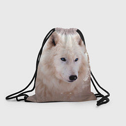 Рюкзак-мешок Белый зимний волк, цвет: 3D-принт