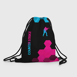 Рюкзак-мешок Counter Strike - neon gradient: символ и надпись в, цвет: 3D-принт