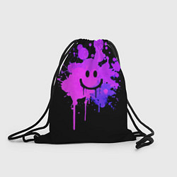 Рюкзак-мешок Неоновый улыбающийся смайлик, цвет: 3D-принт